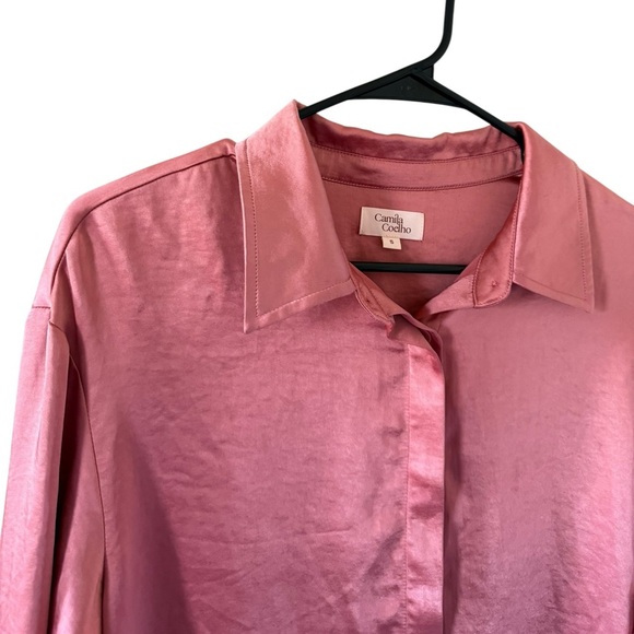 Camila Coelho Amber Satin Button Down Top - Picture 4 of 9